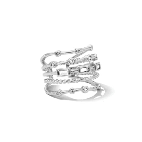5 layer ring silver