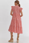 Pink floral print ruffle dress