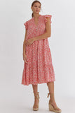 Pink floral print ruffle dress
