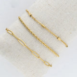 Paperclip, twist and dainty chain bracelet