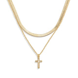 Layered cross gold 18" necklace