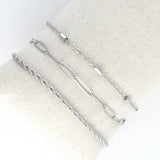 Paperclip, twist and dainty chain bracelet
