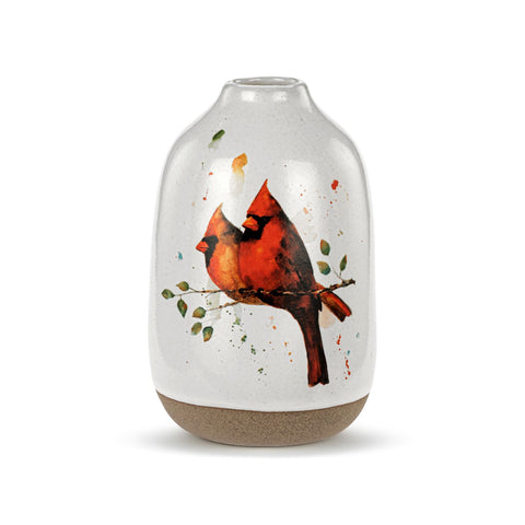Cardinal pair bud vase