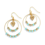 Beaded love earrings turquoise