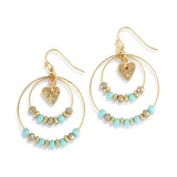Beaded love earrings turquoise