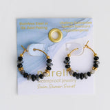 Waterproof Genuine Black Agate Earrings