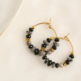 Waterproof Genuine Black Agate Earrings