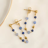 Narelle Waterproof Genuine Lapis Lazuli Beaded Dangle Earrings
