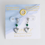 Narelle Waterproof Genuine Malachite Dangle Heart Earrings