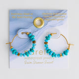 Narelle Waterproof Genuine Turquoise Beaded Hoop Earrings