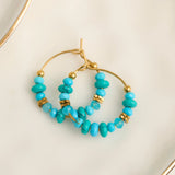 Narelle Waterproof Genuine Turquoise Beaded Hoop Earrings
