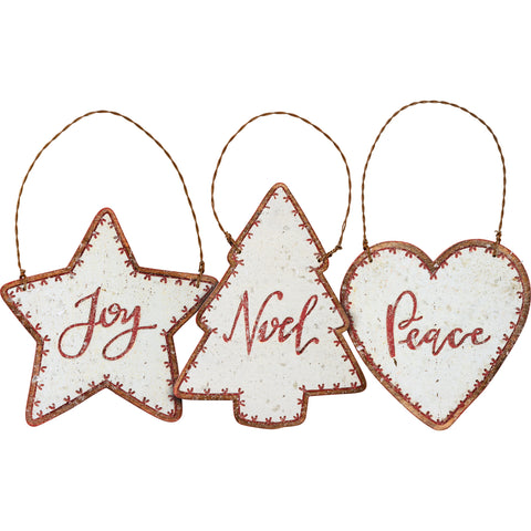 Peace/Joy/Noel Ornament Set