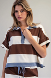 Brown/Blue Polo Top