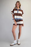 Brown/Blue Stripe Skort