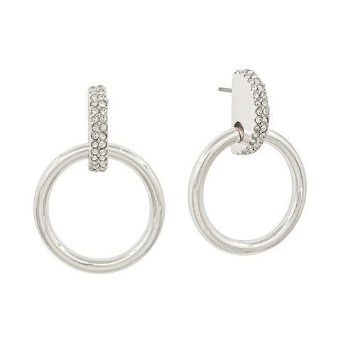 Silver Circle earrings w/ pave post