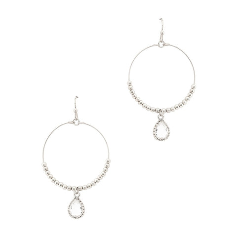 Tax Silver Earing w/ Clear drop stone