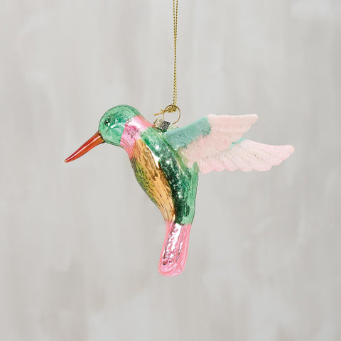 Hummingbird glass ornament