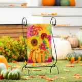 Pumpkin floral watercolor garden flag