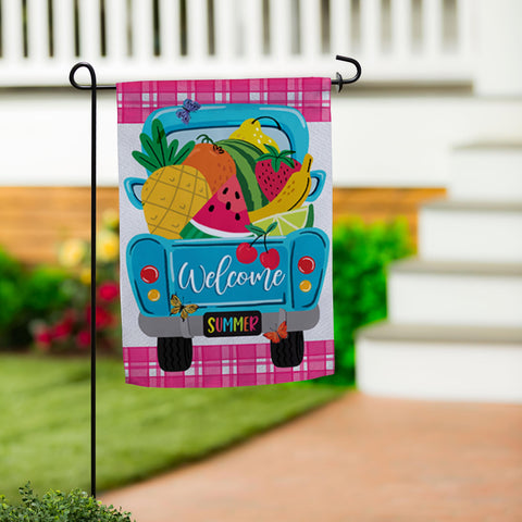 Fruity Truck Burlap garden flag