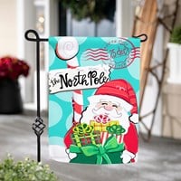 North Pole Welcome Burlap Flag