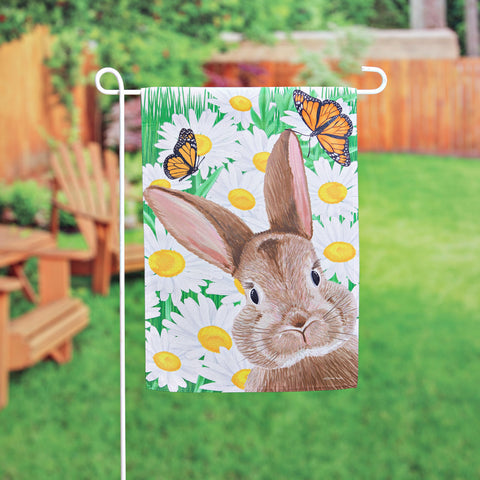 Hello Bunny Suede Garden Flag