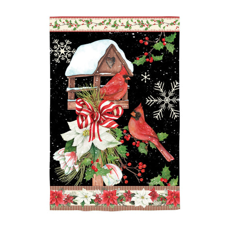 Joyful Cardinal Suede Garden Flag