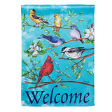 Multi birds suede garden flag