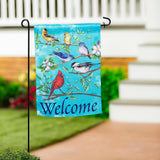 Multi birds suede garden flag