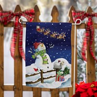 Santa & Snowman Suede Garden Flag