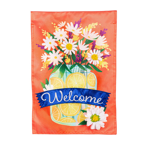 Jar of lemons and florals garden flag