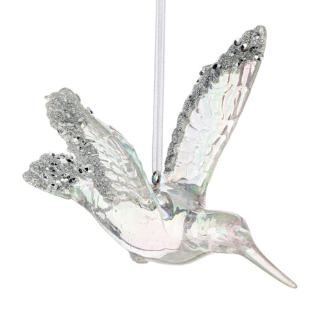Iridescent Clear hummingbird Ornament