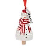Believe Snowman Red heart mini bell