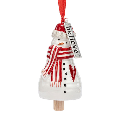 Believe Snowman Red heart mini bell
