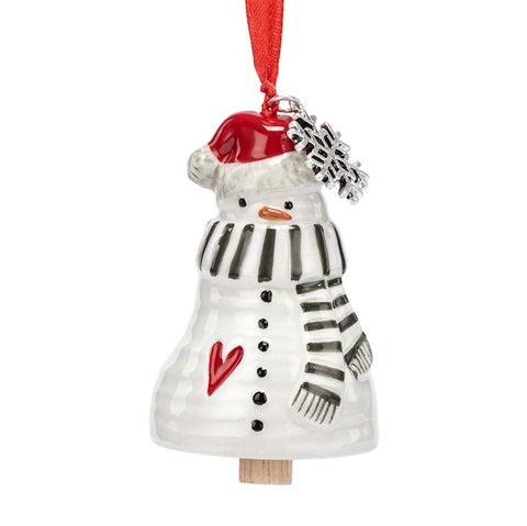 Snowflake snowman red heart mini bell