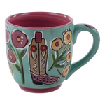 Cowgirl boots and flowers mug