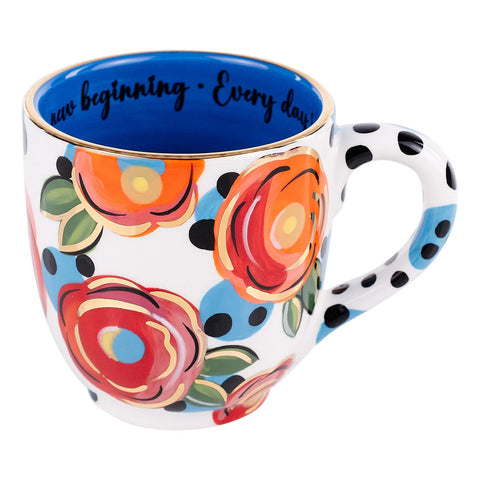 Polka dot floral mug