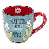 Grateful is a happy place to be mug