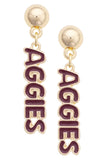 Collegiate Puffy Nameplate Earrings