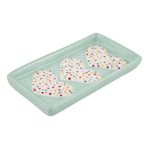 Polka dot heart trinket tray