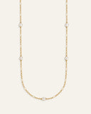 Adorned Pearl Station Necklace Gold