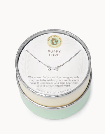 Silver Puppy love bone necklace