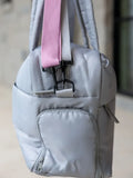 GREY PUFFER QUILTED DUFFLE BAG