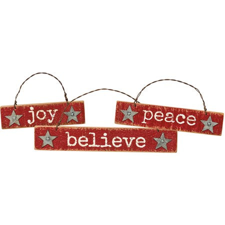 Joy Peace Believe Ornament