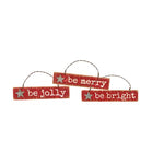 Be Bright/jolly/merry rect. ornaments