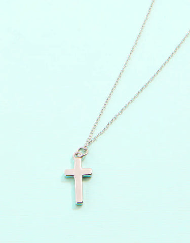 Silver Cross Necklace 17"