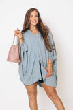 Light denim dolman sleeve top 2XL