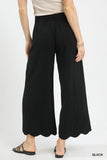 Linen Blend Scallop Hem Wide Leg Pants