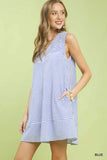 Sleeveless A-Line Stripe Mini Dress w/ Pockets