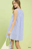 Sleeveless A-Line Stripe Mini Dress w/ Pockets