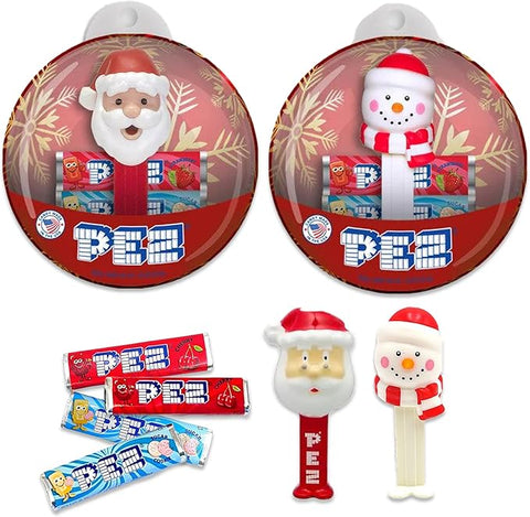 Pez Santa and Snowman ornament